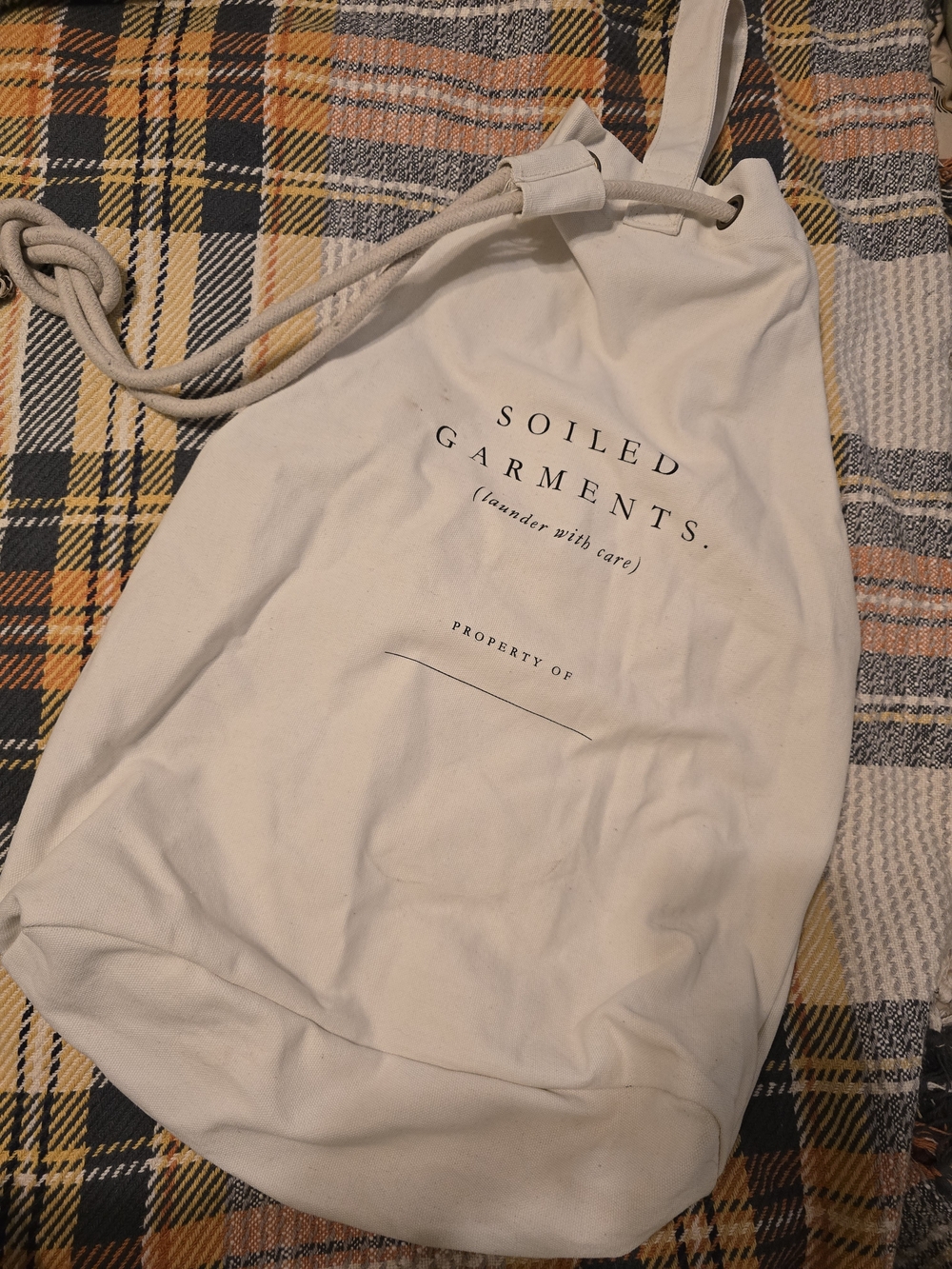 Canvas Laundry Tote Bag - White